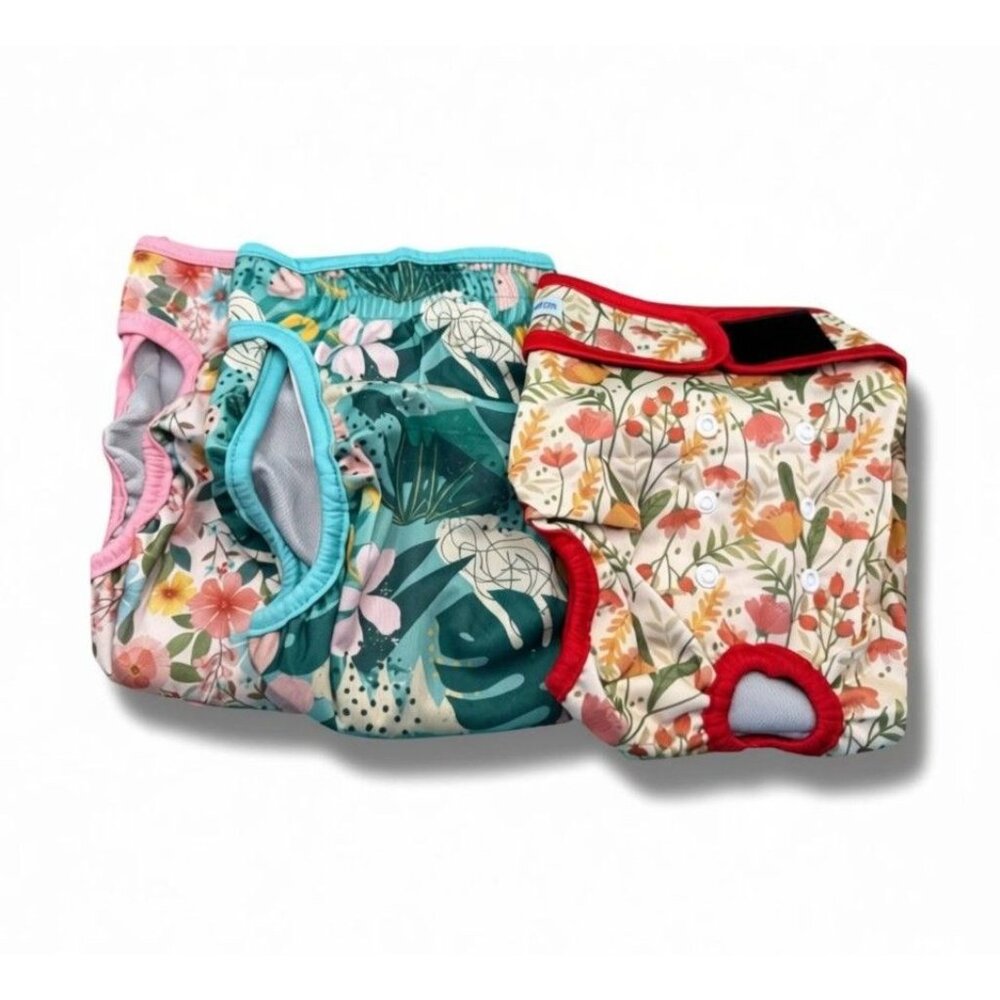 Reusable pet Cloth Diapers With Adjustable Snaps & Elastic Waistband Size L Leak
